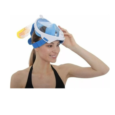 Маска для плавания и снорклинга с креплением для экшн-камеры, голубая, S, M