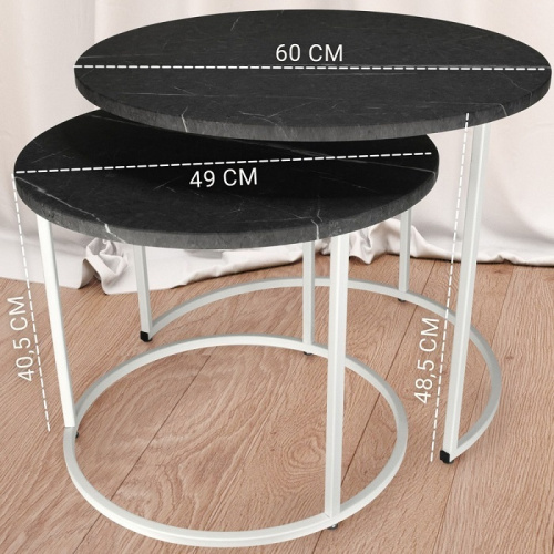 Стол журнальный МеталлАрт М001 черный мрамор белый 