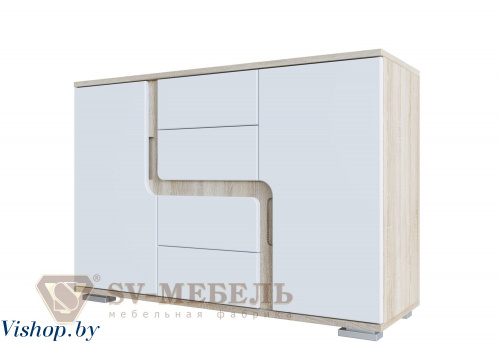 Комод Гостиная Нота 25 Дуб Сонома/Белый глянец 