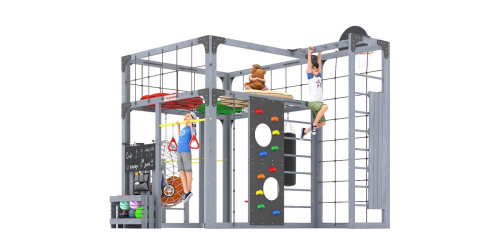 Детская площадка для дачи Савушка КУБ-2 Серый с подушками и коконом