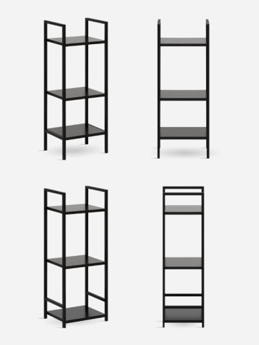 Стеллаж Leset Стилвуд 13 узкий 3 полки черный 