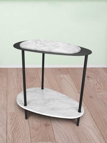 Стол журнальный МеталлАрт М036 белый мрамор 