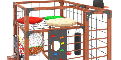 Детская площадка для дачи Савушка КУБ-2 Махагон с подушками и коконом