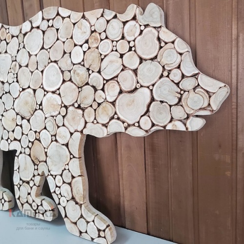 Панно Медведь из можжевельника 1200х650мм