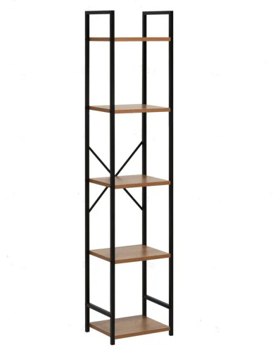Стеллаж Leset Стилвуд 15 узкий 5 полок черный орех лион светлый 