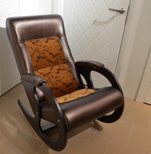 Кресло-качалка Бастион 3 Dark Brown+цветы (золото)