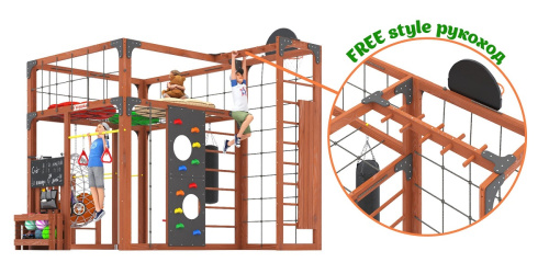 Детская площадка для дачи Савушка КУБ-2 Махагон с подушками и коконом
