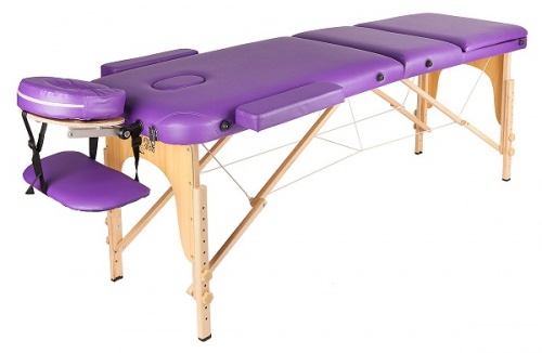 Массажный стол 70 см складной 3-с деревянный фиолетовый