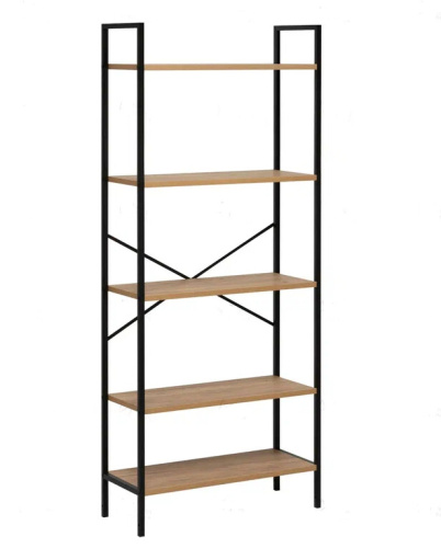 Стеллаж Leset Стилвуд 25 широкий 5 полок черный дуб крафт золотой 