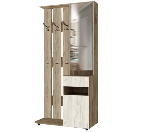 Секция для прихожей СН-100.02-01 дуб крафт белый дуб крафт серый 