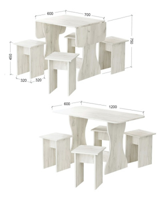 Обеденная группа Остин СН-130 дуб крафт белый 