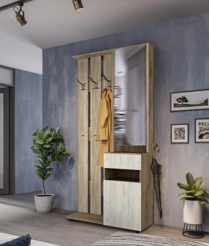 Секция для прихожей СН-100.02-01 дуб крафт белый дуб крафт серый 