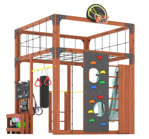 Детская площадка для дачи Савушка КУБ-1 Махагон с гамаком