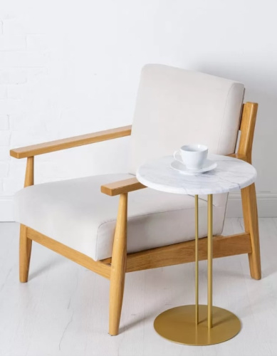 Стол приставной МеталлАрт М015 белый мрамор золото 