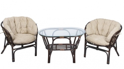 IND Комплект Багама дуэт темно-коричневый подушка бежевая овальный стол 