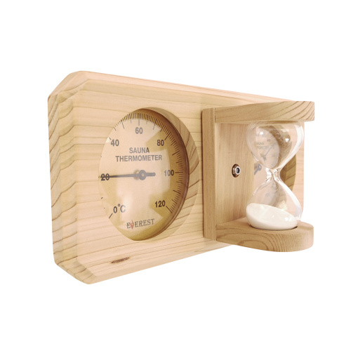 Термогигрометр EVEREST c часами кедр (TG-07 gold)