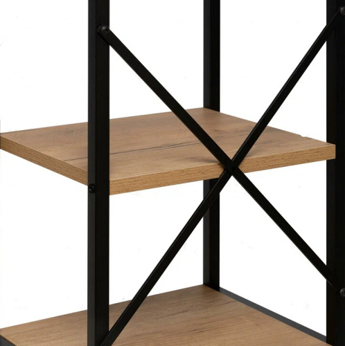 Стеллаж Leset Стилвуд 15 узкий 5 полок черный дуб крафт золотой 