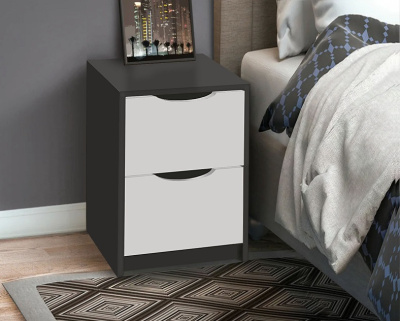 Тумба прикроватная СН-120.05 графит серый белый 