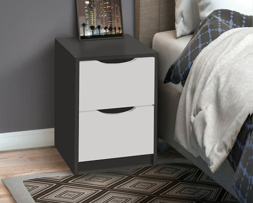 Тумба прикроватная СН-120.05 графит серый белый 