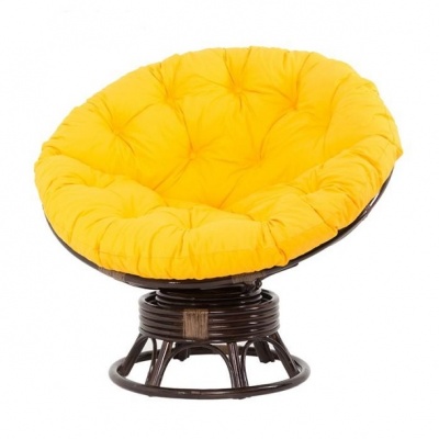 23/01В IND Кресло Папасан темно-коричневый подушка желтая 
