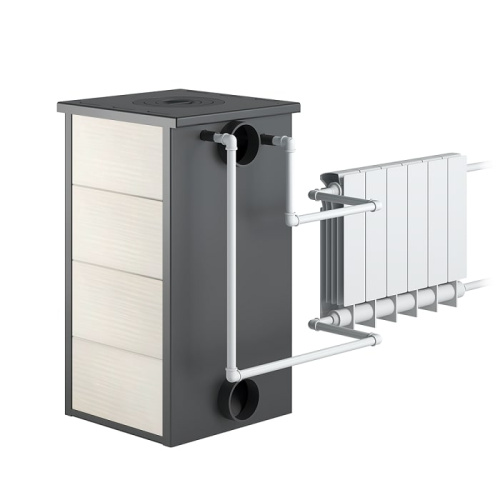 Печь-Камин ВЕЗУВИЙ ПК-01 (270) с плитой и т/о бежевый