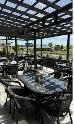 Комплект мебели CAMELLIA с овальным столом серо-коричневый