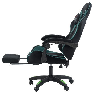 Вибромассажное кресло Calviano 1584 черно-зеленый велюр 