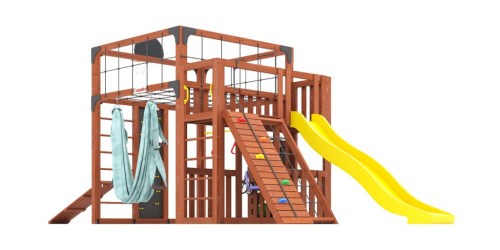 Детская площадка для дачи Савушка КУБ-3 Махагон с гамаком для йоги