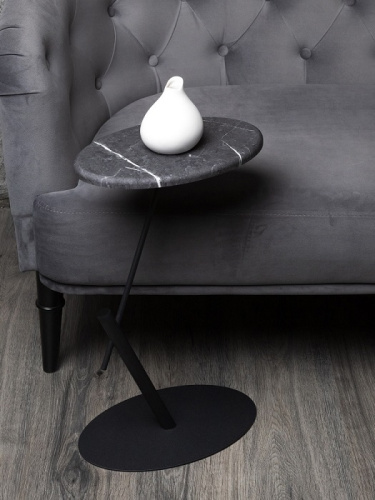 Стол приставной овальный МеталлАрт М015 черный мрамор 