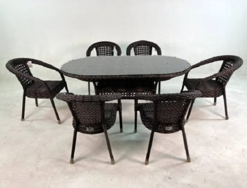 Комплект мебели CAMELLIA с овальным столом серо-коричневый