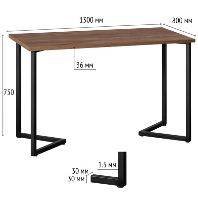 Стол Лондон 130х80 дуб табачный металл черный 