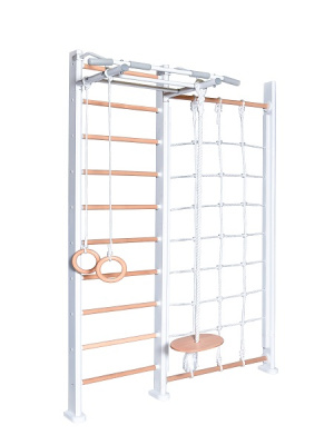 Детский спортивный комплекс Perfetto sport Scala in legno con rete bianco-naturale PS-125