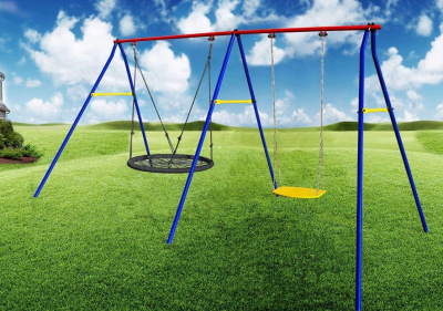 Качели дачные Пионер 2КД двойные качели цепные + качели Паутина 100 см PS-302