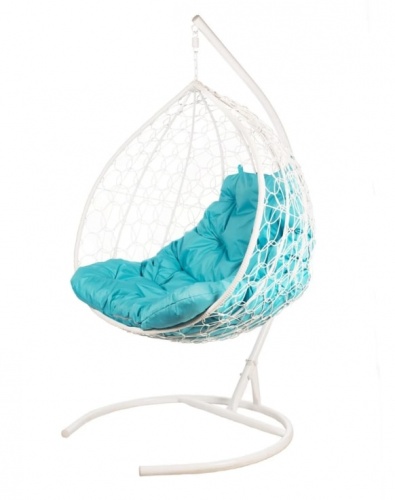 Кресло подвесное BiGarden Gemini White двойной голубая подушка 