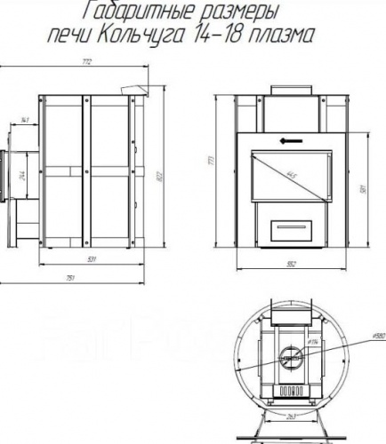 Печь для бани Кольчуга 14-18 чугунная дверца парогенератор