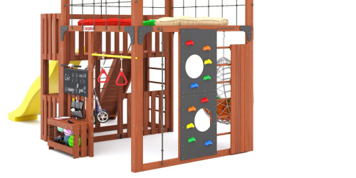 Детская площадка для дачи Савушка КУБ-3 Махагон с подушками и коконом