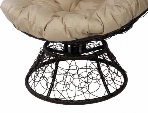 Кресло Papasan с пружиной коричневый, цвет подушки бежевый