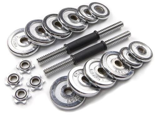 Набор хромированных гантелей в чемодане ATLAS SPORT с соединительным грифом 15 кг