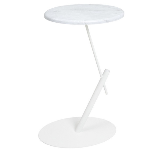 Стол приставной овальный МеталлАрт М015 белый мрамор 