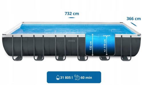 Бассейн Intex Ultra XTR с волейбольной сеткой 732x366x132 см 26368 
