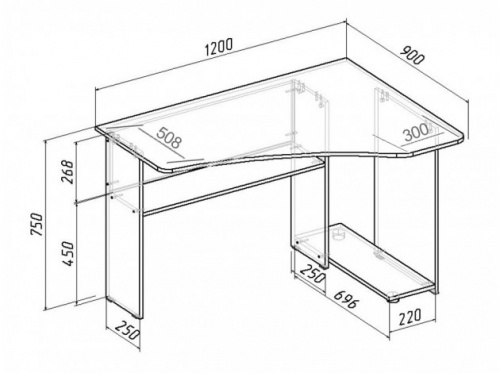 Стол угловой Триан-1 правый белый 