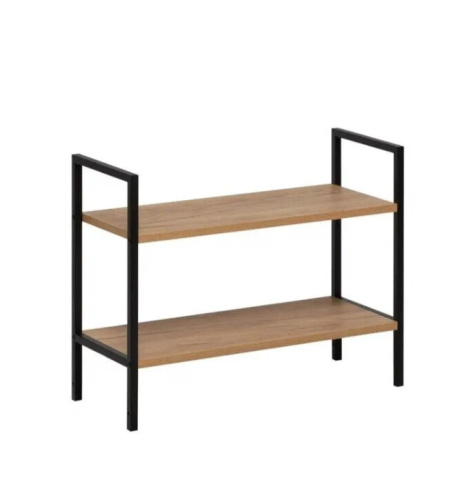 Стеллаж Leset Стилвуд 22 широкий 2 полки черный дуб крафт золотой 