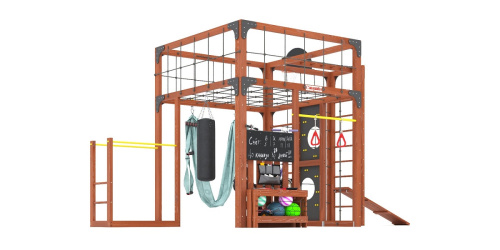 Детская площадка для дачи Савушка КУБ-2 Махагон с гамаком для йоги