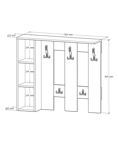 Вешалка настенная Артём-Мебель СН-100.43 бетон спаркс 