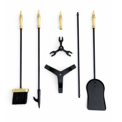 Набор каминный EVEREST K12-PB на подставке латунь черный