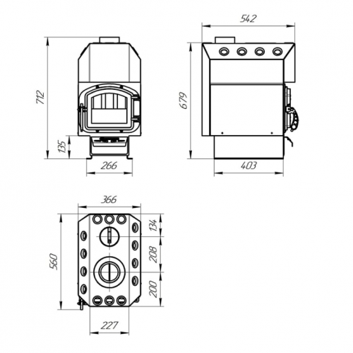 Отопительная печь Термофор Ставр 9 с чугунным кружком и дверцей