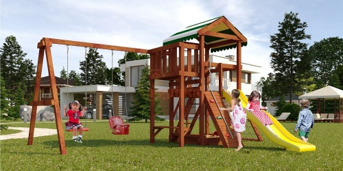 Детский спортивный комплекс для дачи Савушка Мастер 2 Махагон