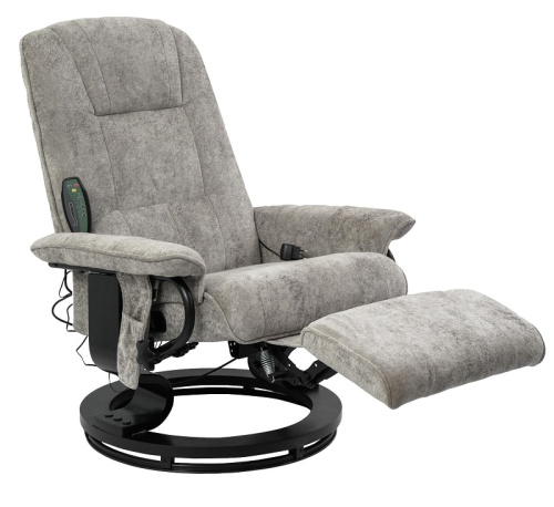 Кресло вибромассажное с пуфом CALVIANO 23 серый плюш 