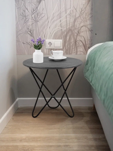 Стол журнальный BeautyStyle 20 серый бетон черный 