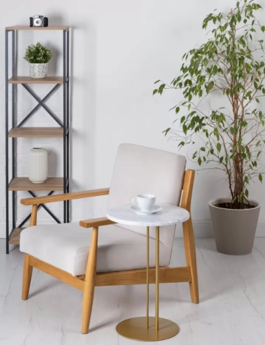 Стол приставной МеталлАрт М015 белый мрамор золото 